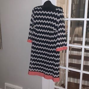 Blue white and coral shirt dress